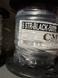 6 Black Stranded CU THHN Wire  500 ft Roll.