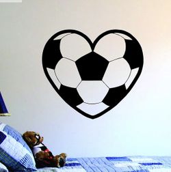 PRE MADE Wall Decal Home Decor Soccer Heart Sports