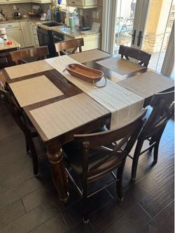 Beautiful Dark Wood Counter-Height Dining Set - 7 Chairs