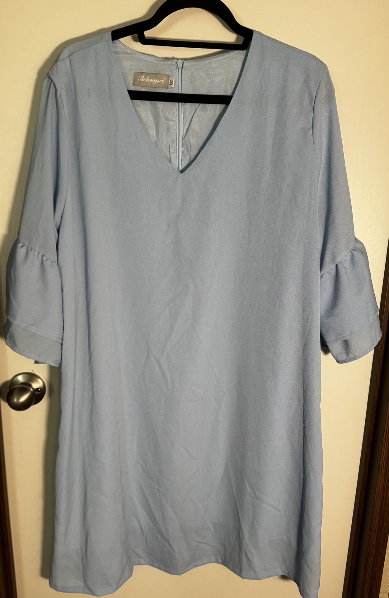 Periwinkle Dress With Puffy Sleeves