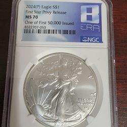 2024(P) Silver Eagle NGC MS70 First Star Privy Release First Of 50,000 Issued