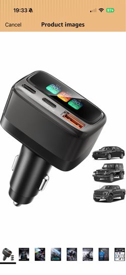 105W USB C Car Charger with Digital Color Display, 3-Port Fast Charging Cigarette Lighter Adapter for iPhone 17/16/15 Pro Max, Samsung S26, Travel Car