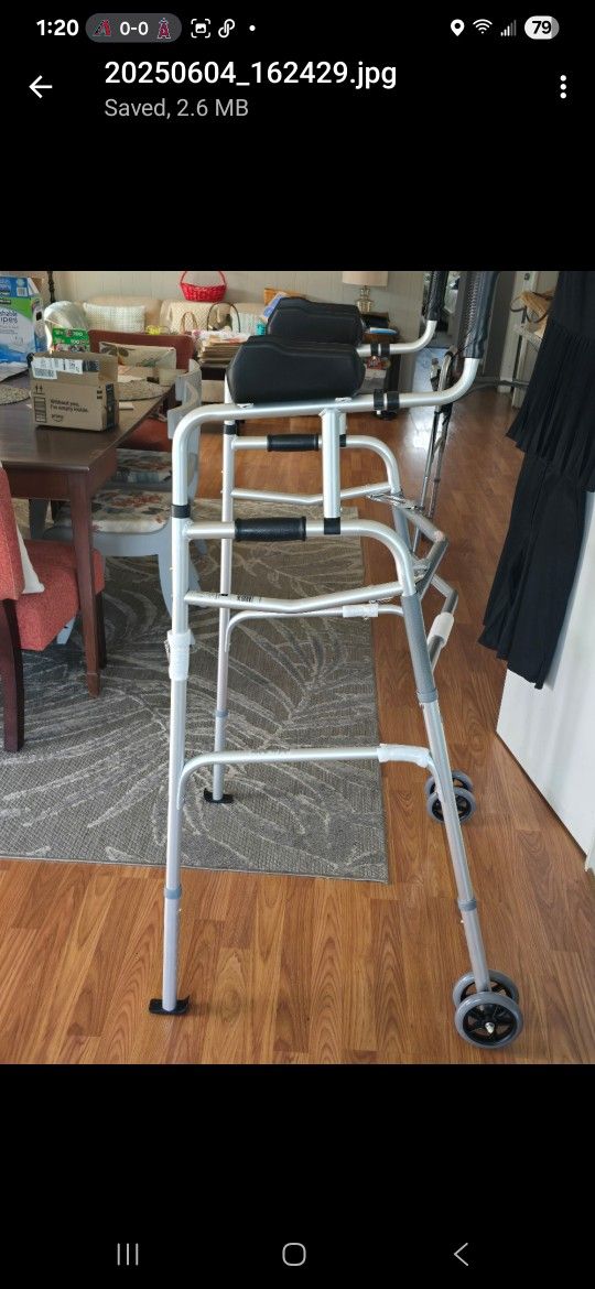 Upright Folding Walker With 5" Wheels