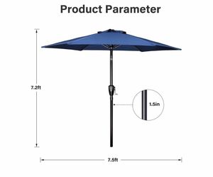 Brand New 7.5 FT Navy Blue Patio Umbrella – Crank Lift