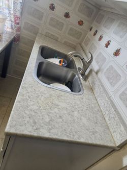 Marble counter with sink