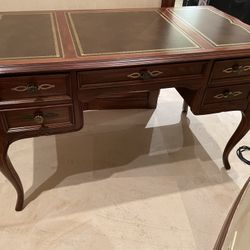 Antique New England Desk With Leather Inlay