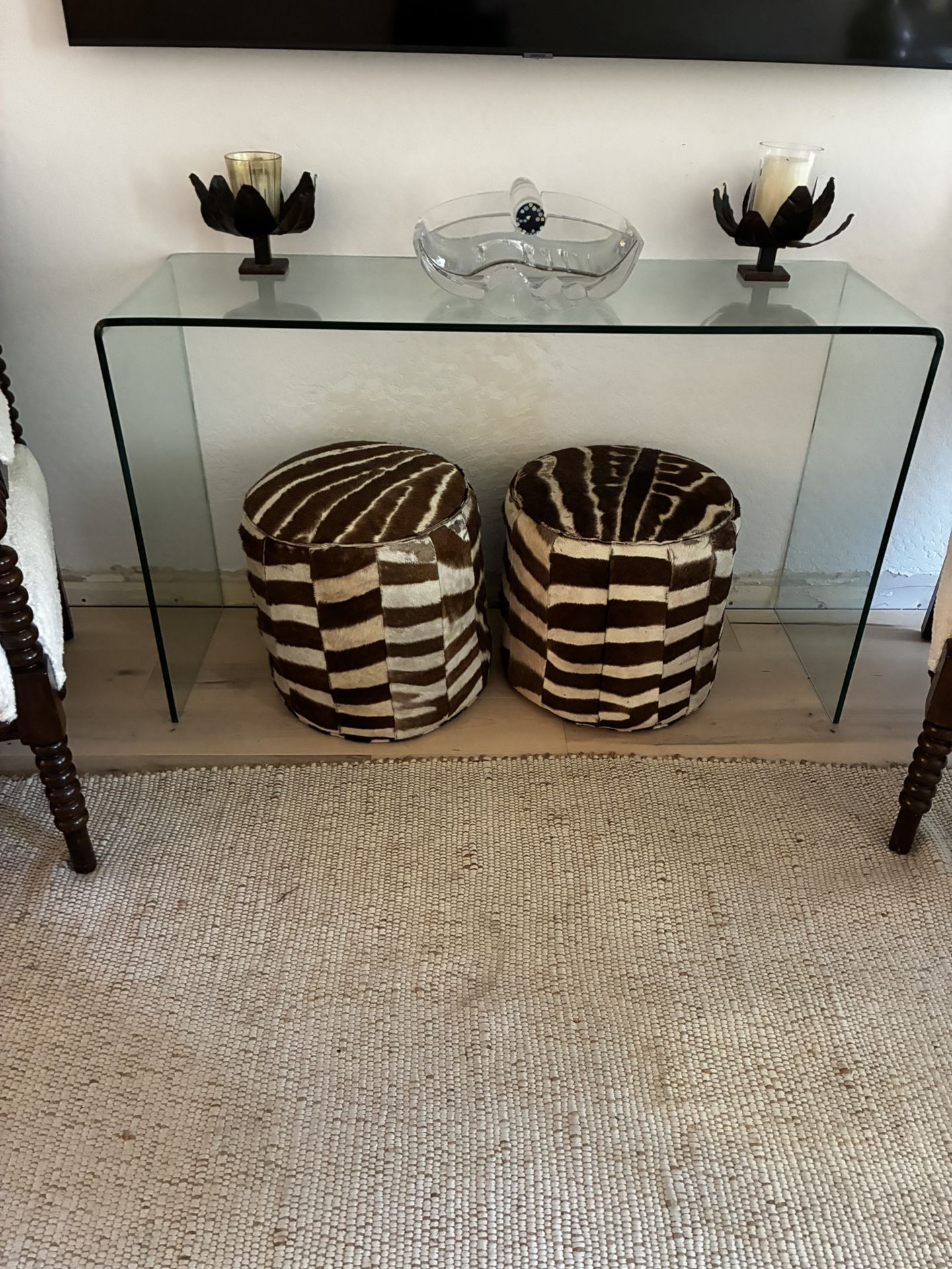 Zebra Hide Tub Ottoman