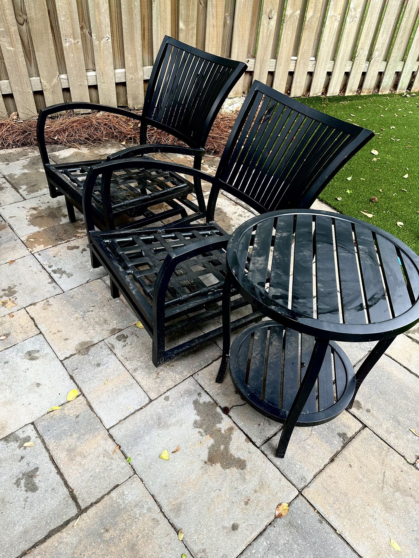 Outdoor Rocking Arm Chair- Set Of 2 With Table