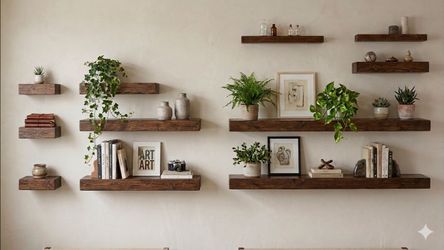 🪵 Custom Solid Pine Floating Shelves – Built to Your Exact Specs here in San Benito! 🪵