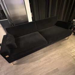 Black 3 Seater Velvet Sofa