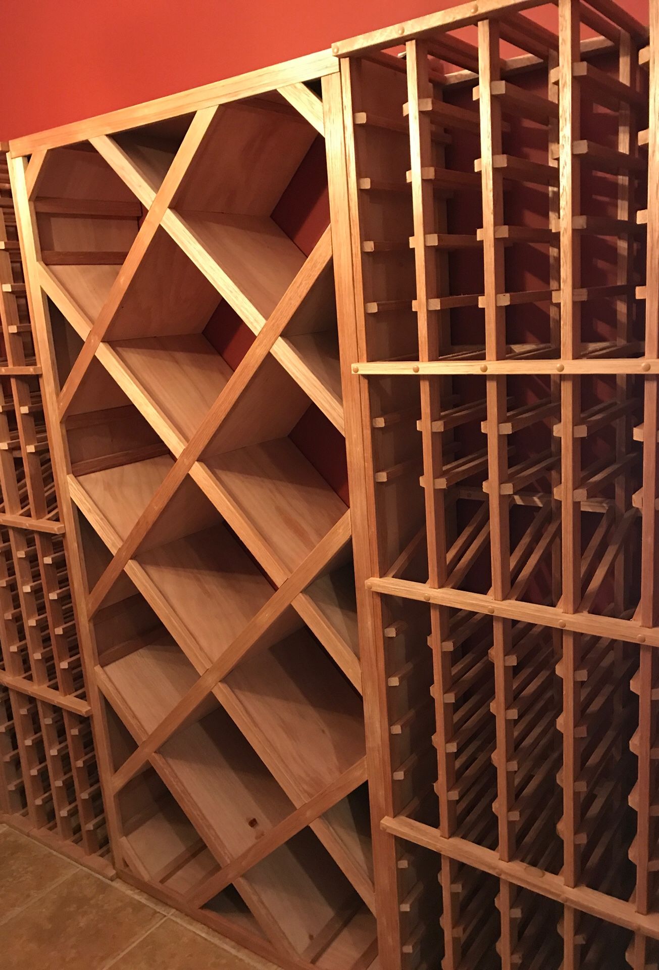 Wine racks, will hold around 500 bottles of wine.