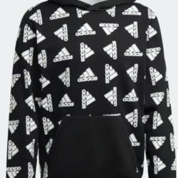 ADIDAS ORIGINALS H57076 M AOP FL HD MEN'S HOODIE SWEATER SIZE LARGE BLACK ADIDAS PRINT ALL AROUND BRAND NEW WITH TAGS CHECK  OUT MY OFFERS. 