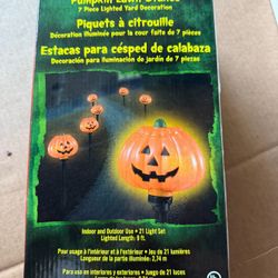 Pumpkin Decoration Yard Lawn Stakes 9’ foot Length 21 Lights and total 7 pumpkins