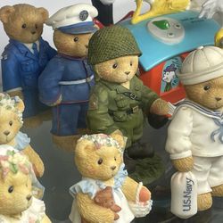 US military cherished teddies set a for Navy Army Air Force and Marines