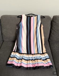 Nicole Miller Striped Sleeveless Midi Dress