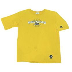 Vintage Adidas LA Galaxy David Beckham 23 Tee Yellow XL Soccer Futbol MLS Shirt