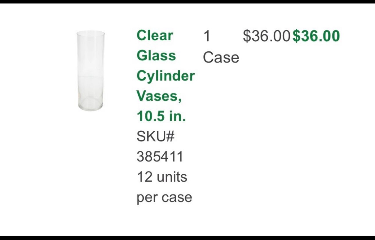 Glass Cylinder Vases - Used Once