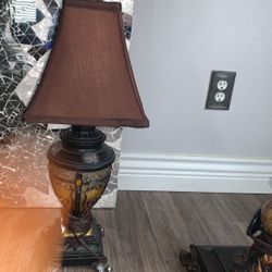 old fashioned wooden desk lamp