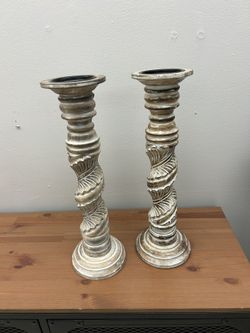 Boho Wooden Pillar Candle Holders Home Decor