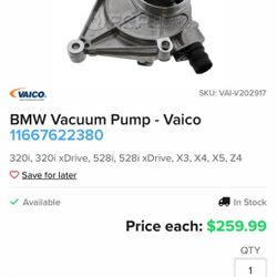 BMW Vacuum Pump And Seal