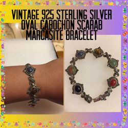 Vintage 925 STER Silver Scarab Bracelet