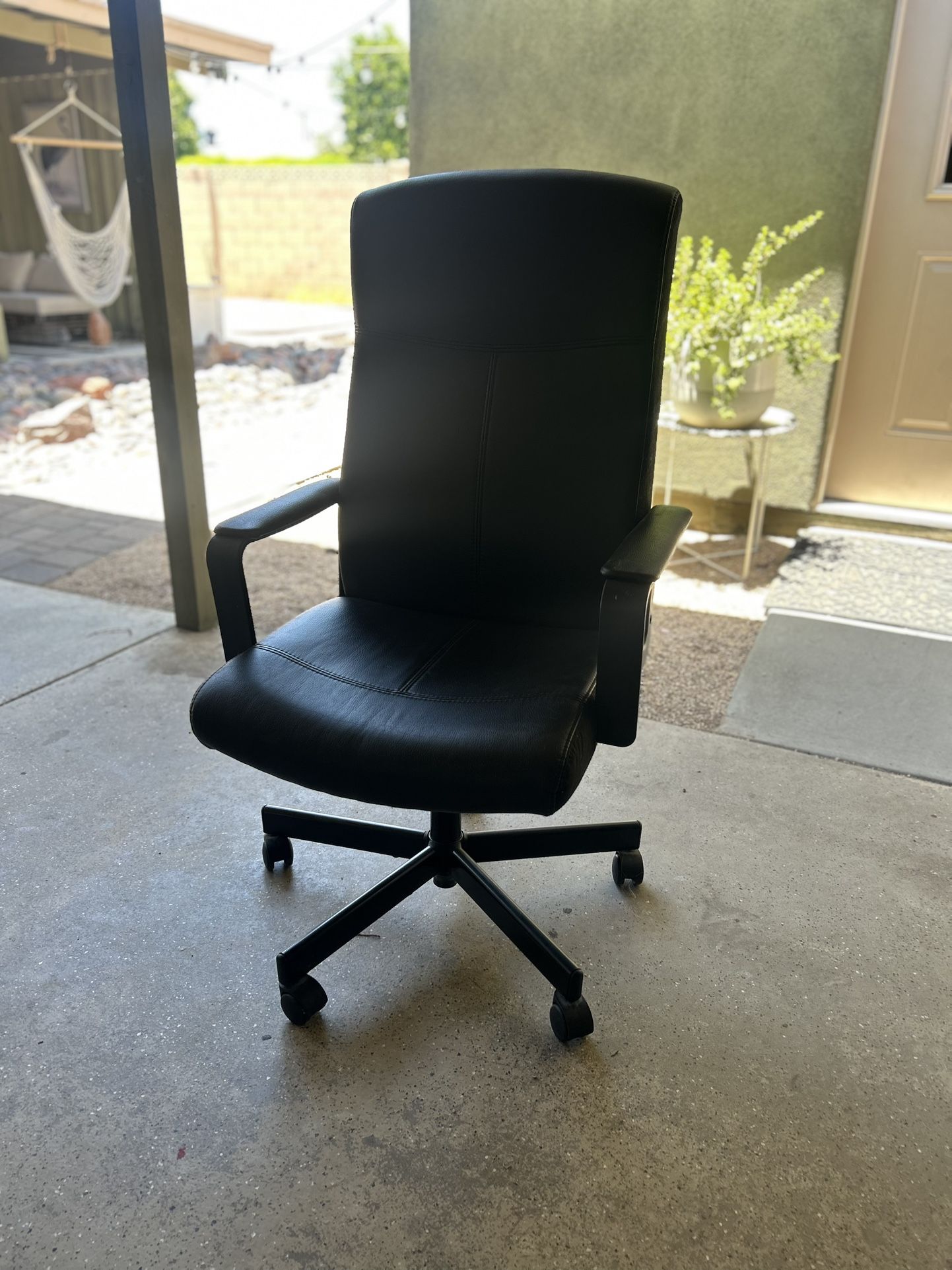 Black leather office chair