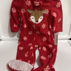 Carter's Just One You® Toddler Girls Snowflake Reindeer/Santa Fleece Footed Pajama 2 Pack