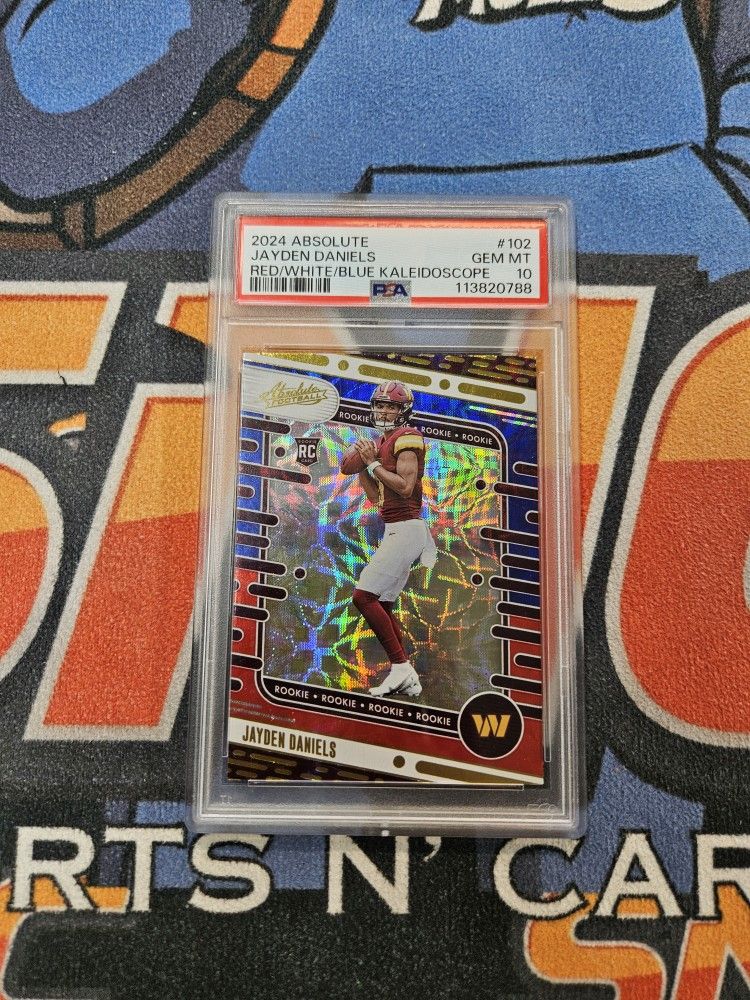 2024 Absolute Jayden Daniels Red White Blue Kaleidoscope Rookie Psa 10