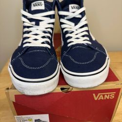 VANS Filmore Hi Navy Blue Suede Canvas Shoes Men's Size 12