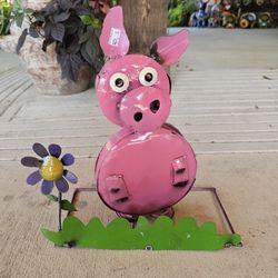 Metal Pig, Cow Or Raccoon Garden Decoration. Yard Art. $25 Each.