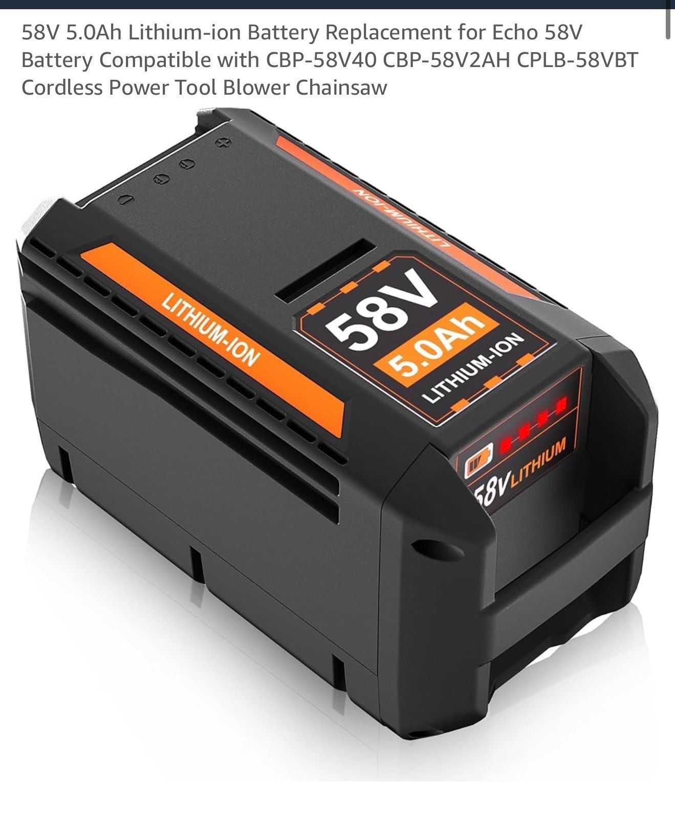 58V 5.0Ah Lithium-ion Battery Replacement for Echo 58V Battery Compatible with CBP-58V40 CВP-58V2AH CPLB-58VBT Cordless Power Tool Blower Chainsaw