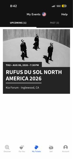 Rufus du  sol north America 2026 (2 tickets)