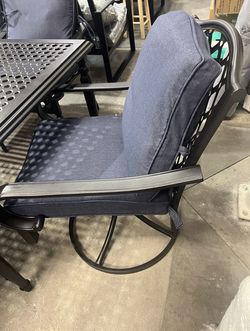 Hampton Bay Laurel Oaks 7 Piece Black Steel Outdoor Patio Dining