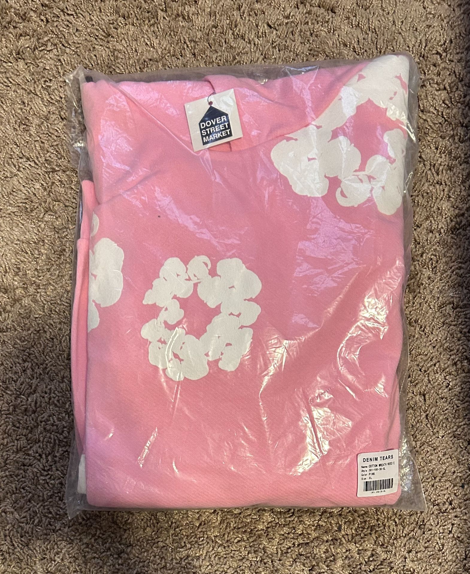 Authentic Pink Denim Tear Hoodie