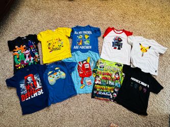 Kids boy t shirt size 7/8 used pokemon rainbow friends Minecraft wreck it Ralph