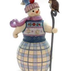 New Jim Shore "Winter Friends Are A Hoot" Snowman with Owl Friend Figurine