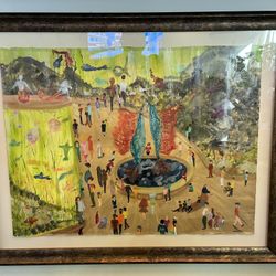 Original Framed Painting – “Opening Day at the Aquarium” – Contemporary Figurative Art (30” x 22”) 