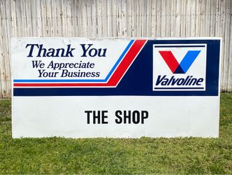 Vintage 4'x8' Valvoline Motor Oil The Shop Metal Sign Dealer Advertising Garage Art