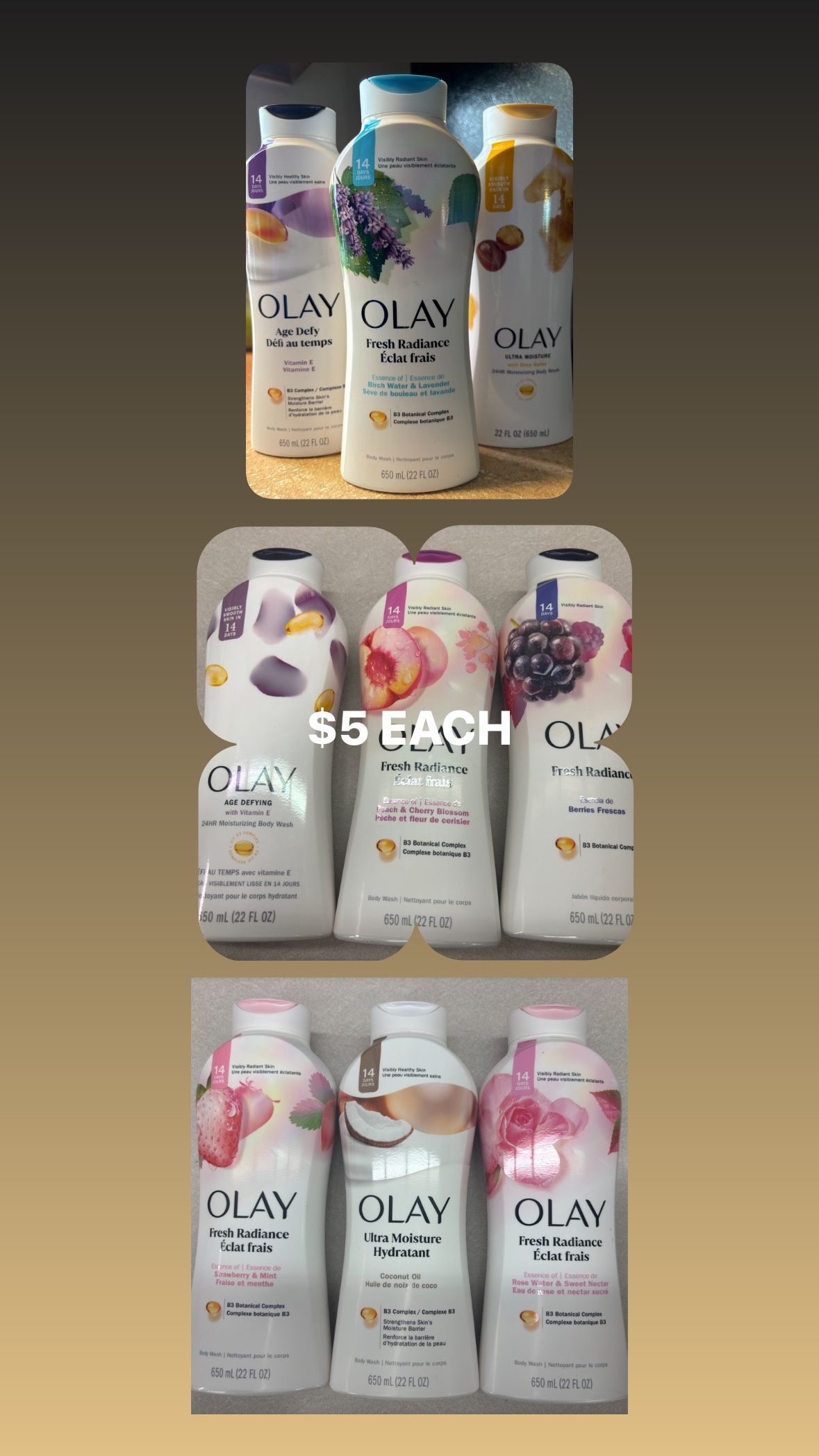 Olay Body Wash $5 Each Cash Only Pickup Only