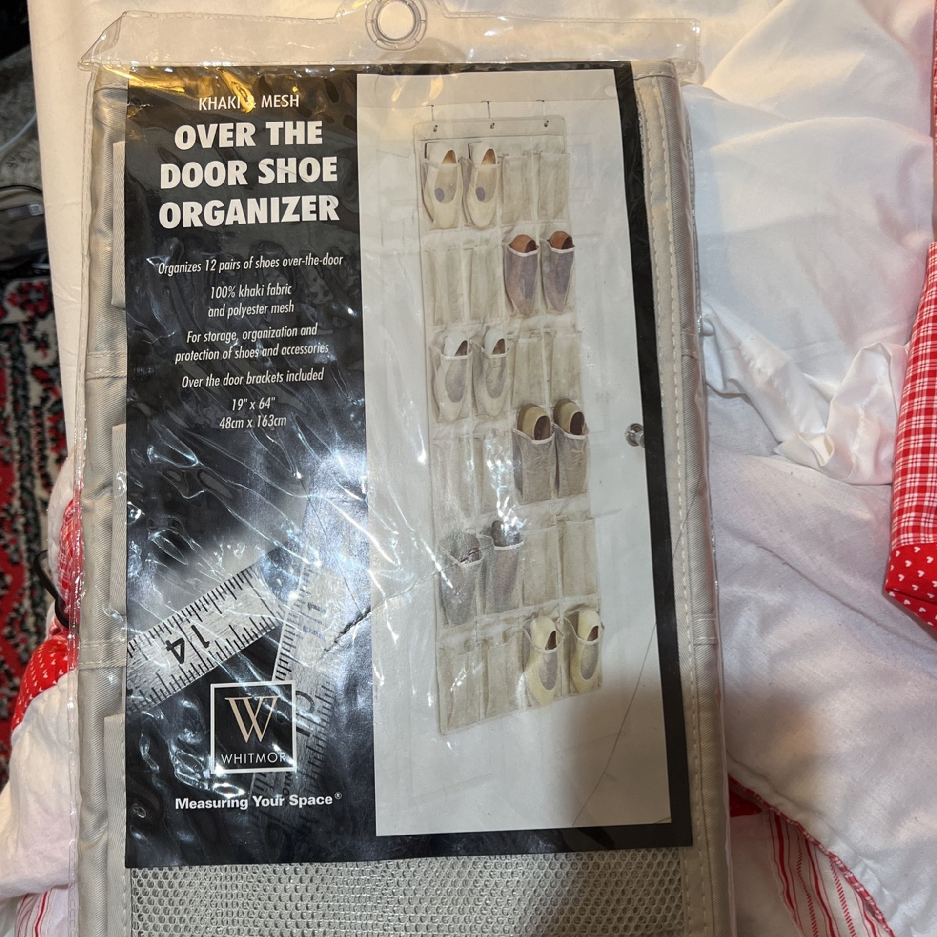 Khaki And Mesh Over The Door Shoe Organizer NIP
