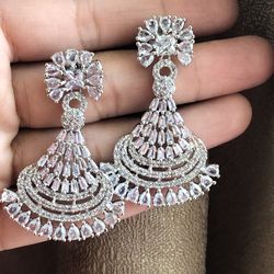AD American Diamonds Earrings Indian Bollywood Jewelry Studs 
