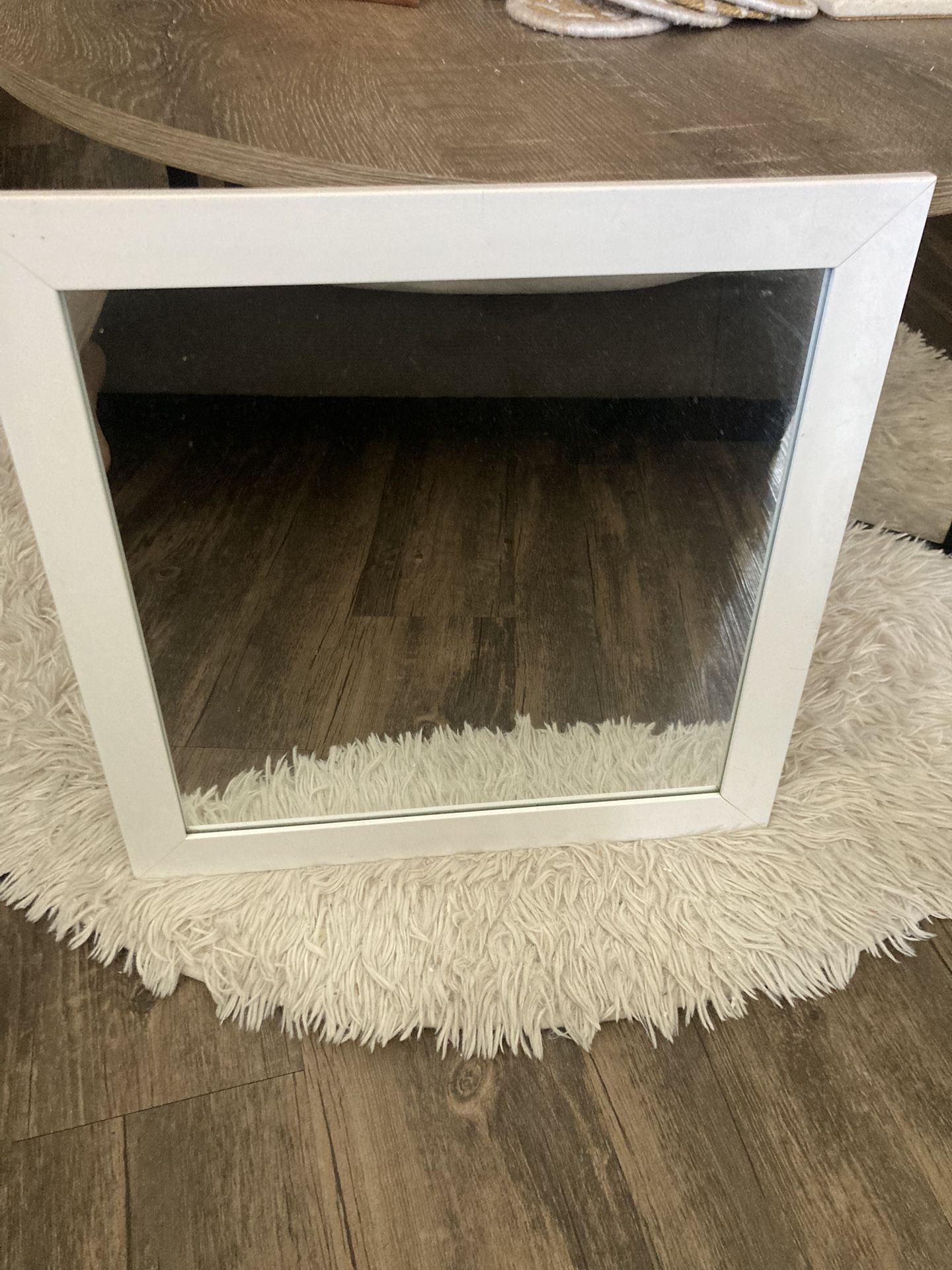 16x16 White Framed Mirror