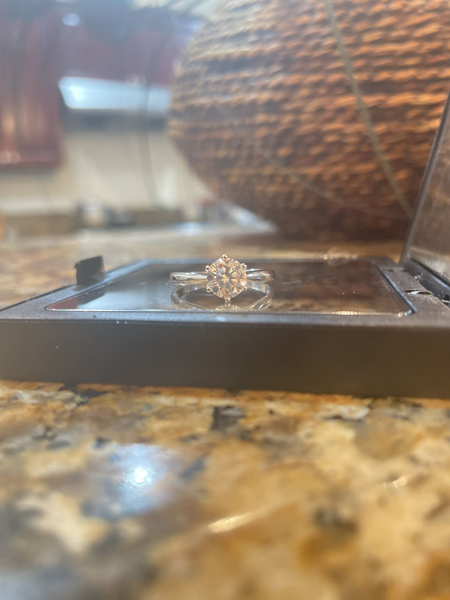 1ct Moissanite Promise Ring. 925 Sterling Silver Plated. 