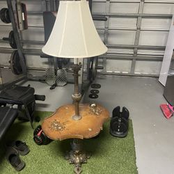 Antique Table With Lamp