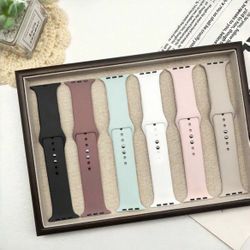6pcs/Set Breathable Soft Silicone Sport Watch Bands, Elegant Fashion Gift Set Compatible With Apple Watch Series  42mm(Series 123)/44/45/46/49mm