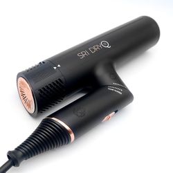 Skin Research Institute DryQ “Smart” Hair Dryer - Super Lightweight, Foldable - Powerful, Quiet Motor - Infrared and Ionic Technology - 3 Magnetic Att