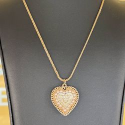 Vintage 14k gold locket pearls heart flower GCJ solid George Carter Jessop with 14k yellow gold chain