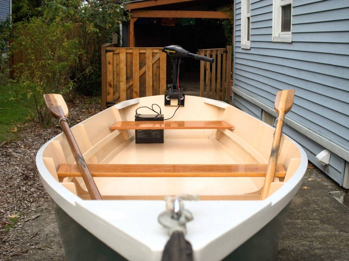 Classic Bevins Skiff Rowboat with Motor and Trailer - OBO