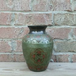 Vintage Brass Enameled Vase 