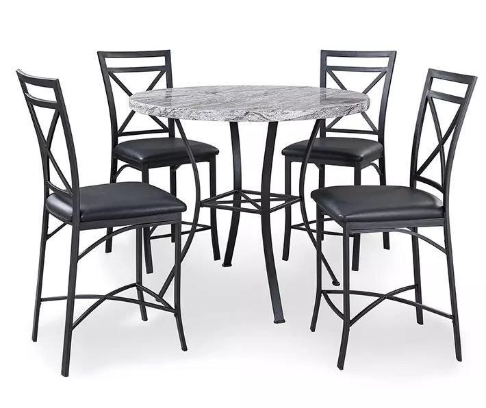 Faux Marble 5 Piece Pub Dining Set